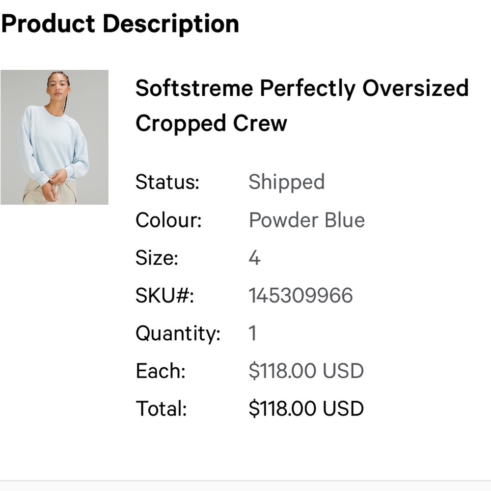 Softstreme perfectly oversized crew powder blue size 4